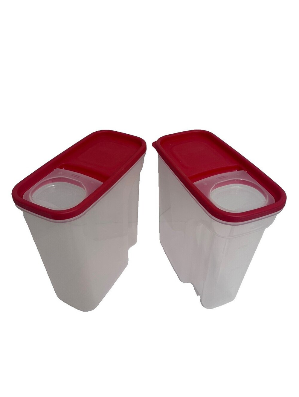 Rubbermaid Pantry Storage Containers Matching Set of 2 Red Grip-and-Pour EUC
